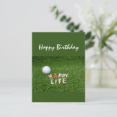 Carte Postale Boule de golf sur l'herbe verte voeux d'anniversai (Debout devant)