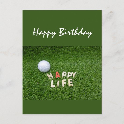 Carte Postale Boule de golf sur l'herbe verte voeux d'anniversai (Devant)