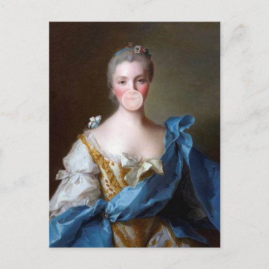 Carte Postale Boule de gomme Diva avec Papillon Bleu (Devant)