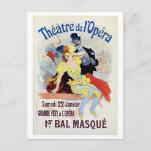 Carte Postale Boule de mascarade vintage à l'Opéra Chéret