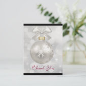 Carte Postale Boule de Noël argentée élégante Merci (Debout devant)