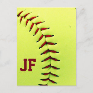 Carte Postale Boule de softball jaune personnalisée