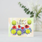 Carte Postale Boule de tennis avec beaucoup de fleur pour la car (Debout devant)