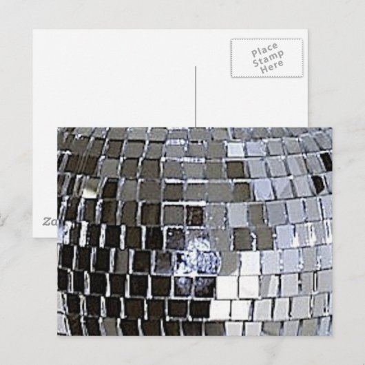Carte Postale Boule Disco Argent (Devant / Derrière)