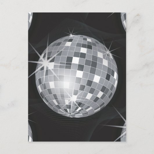 Carte Postale boule disco argent (Devant)