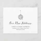 Carte Postale Boule Disco Minimale | Faire-part de déplacement (Devant)