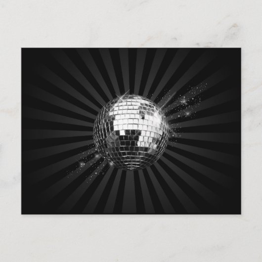 Carte Postale Boule Disco Mirror sur noir (Devant)