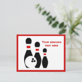 Carte Postale Boule noire de bowling et épingles (Debout devant)