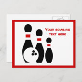 Carte Postale Boule noire de bowling et épingles (Devant / Derrière)