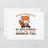 Carte Postale Boule Thé Rouge Panda Chocolat Animaux mignons Bob (Devant / Derrière)