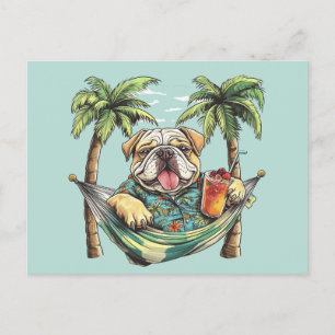 Carte Postale Bouledogue Anglais en Haut Hawaïen