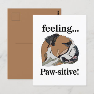 Carte Postale Bouledogue anglais Sentiment Pawsitif Visage d'ani