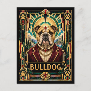 Carte Postale Bouledogue, chien Art Déco