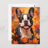 Carte Postale Bouledogue français Action de grâce d'automne (Devant / Derrière)