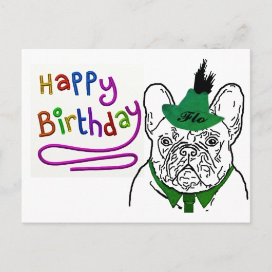 Carte Postale Bouledogue français Anniversaire Bouledogue frança (Devant)