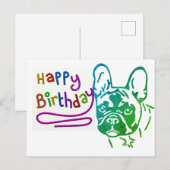 Carte Postale Bouledogue français Anniversaire Bouledogue frança (Devant / Derrière)
