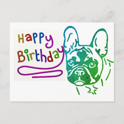 Carte Postale Bouledogue français Anniversaire Bouledogue frança (Devant)
