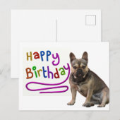 Carte Postale Bouledogue français Anniversaire Bouledogue frança (Devant / Derrière)