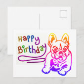 Carte Postale Bouledogue français Anniversaire Bouledogue frança (Devant / Derrière)