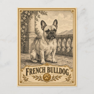 Carte Postale Bouledogue français, Chien du patrimoine vintage
