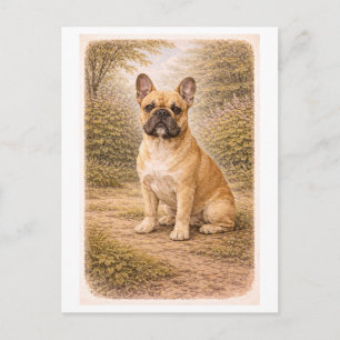 Carte Postale Bouledogue français de style vintage