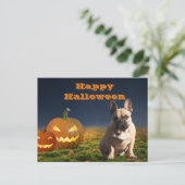 Carte postale Bouledogue français Halloween (Debout devant)