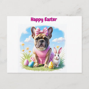 Carte Postale Bouledogue français Joyeuses Pâques Bouledogue fra