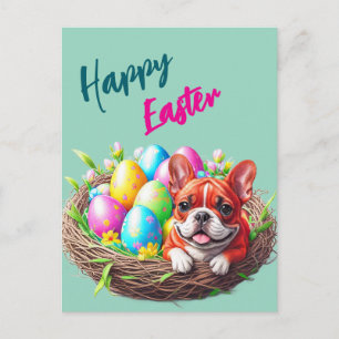 Carte Postale Bouledogue français Joyeuses Pâques Bouledogue Fra