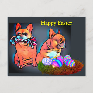 Carte Postale Bouledogue français Joyeuses Pâques Bouledogue fra