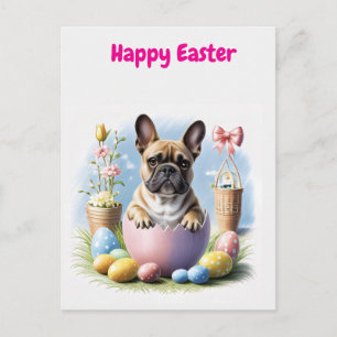 Carte Postale Bouledogue français Joyeuses Pâques French Bulldog