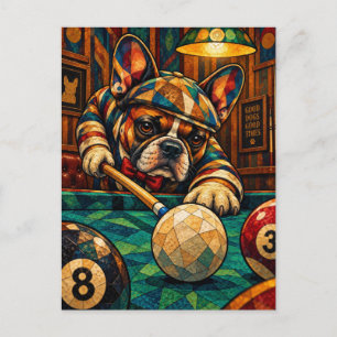 Carte Postale Bouledogue français, mosaïque géométrique
