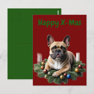 Carte Postale Bouledogue français Noël Bulldog français