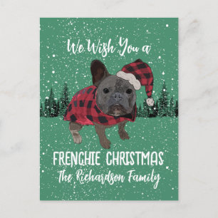 Carte Postale Bouledogue français Noël personnalisé Chien French