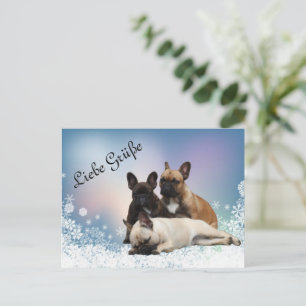 Carte Postale Bouledogue français Nouvel An French Bulldog