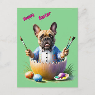 Carte Postale Bouledogue français oeuf de Pâques French Bulldog