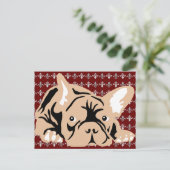 Carte Postale Bouledogue Français rose (Debout devant)
