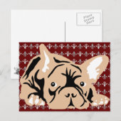 Carte Postale Bouledogue Français rose (Devant / Derrière)