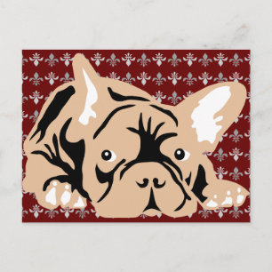 Carte Postale Bouledogue Français rose