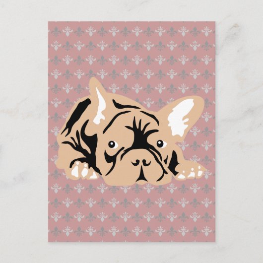 Carte Postale Bouledogue Français rose (Devant)