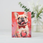 Carte Postale Bouledogue français Saint-Valentin (Debout devant)