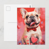 Carte Postale Bouledogue français Saint-Valentin (Devant / Derrière)