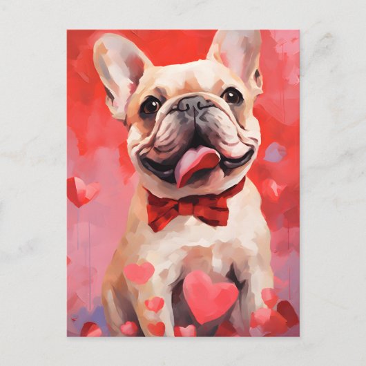 Carte Postale Bouledogue français Saint-Valentin (Devant)