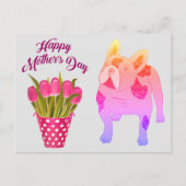 Carte Postale Bouledogue français Tulipes Bouledogue français (Devant)