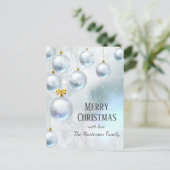 Carte Postale Boules Argentées Noël Hivernal Fête (Debout devant)