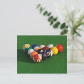 Carte Postale Boules de billard disposées sur une table de billa (Debout devant)