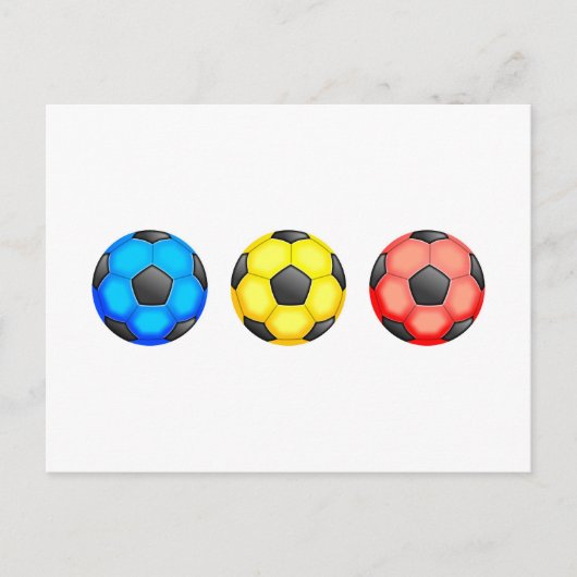 Carte Postale Boules de football colorées (Devant)