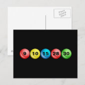 Carte Postale Boules de loterie, 9, 10, 15, 28, 30 (Devant / Derrière)