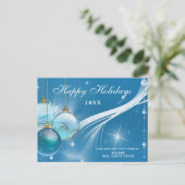 Carte Postale Boules de Noël Blue Sparkle Salutation d'entrepris (Debout devant)