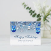 Carte Postale Boules de Noël Blue Sparkle Salutation d'entrepris (Debout devant)