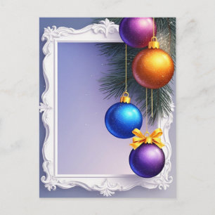 Carte Postale Boules de Noël festives et branches de pin